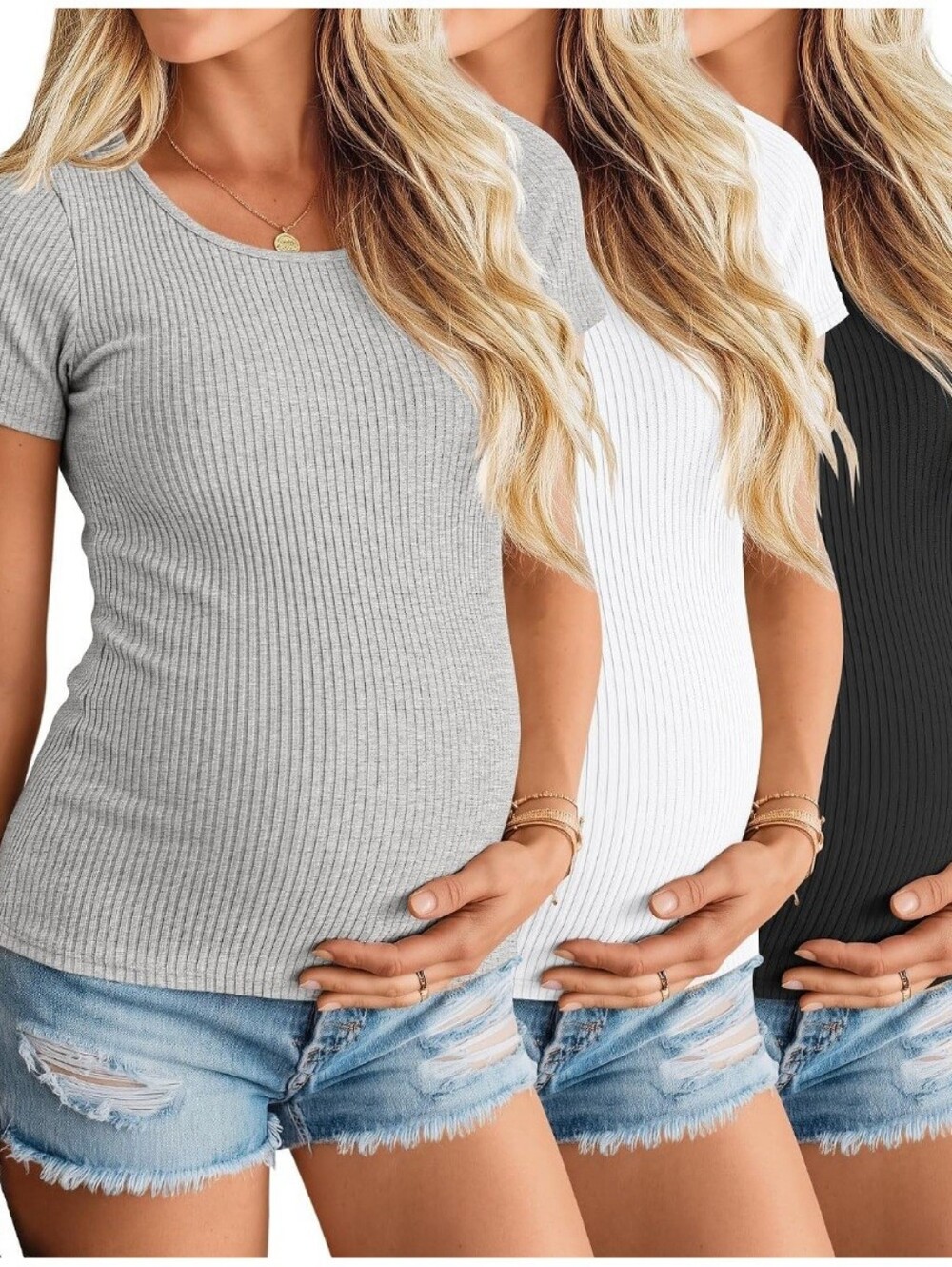 Ribbed Maternity Tees - 3Pk